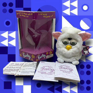 Vintage 1998 NEW Furby Snowball 70-800 White Green Eyes Box & Papers
